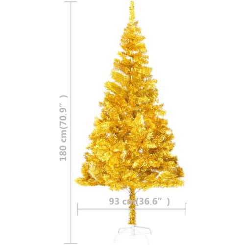 Umjetno božićno drvce LED sa stalkom zlatno 180 cm PET slika 16