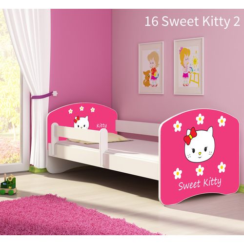 Dječji krevet ACMA s motivom, bočna bijela 160x80 cm 16-sweet-kitty-2 slika 1