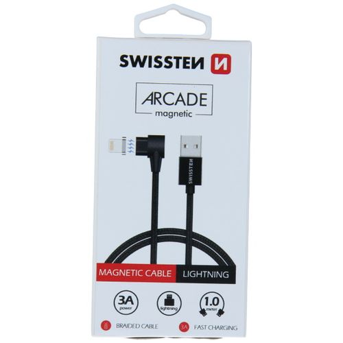 SWISSTEN kabel Arcade USB/Lightning, magnetski, platneni, 1.2m, 3A, crni slika 2