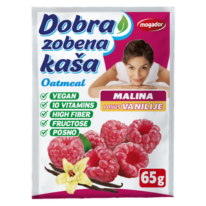 Dobra zobena kaša 65g malina - vanilija    