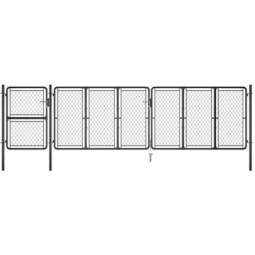 Vrtna vrata čelična 125 x 495 cm antracit slika 10