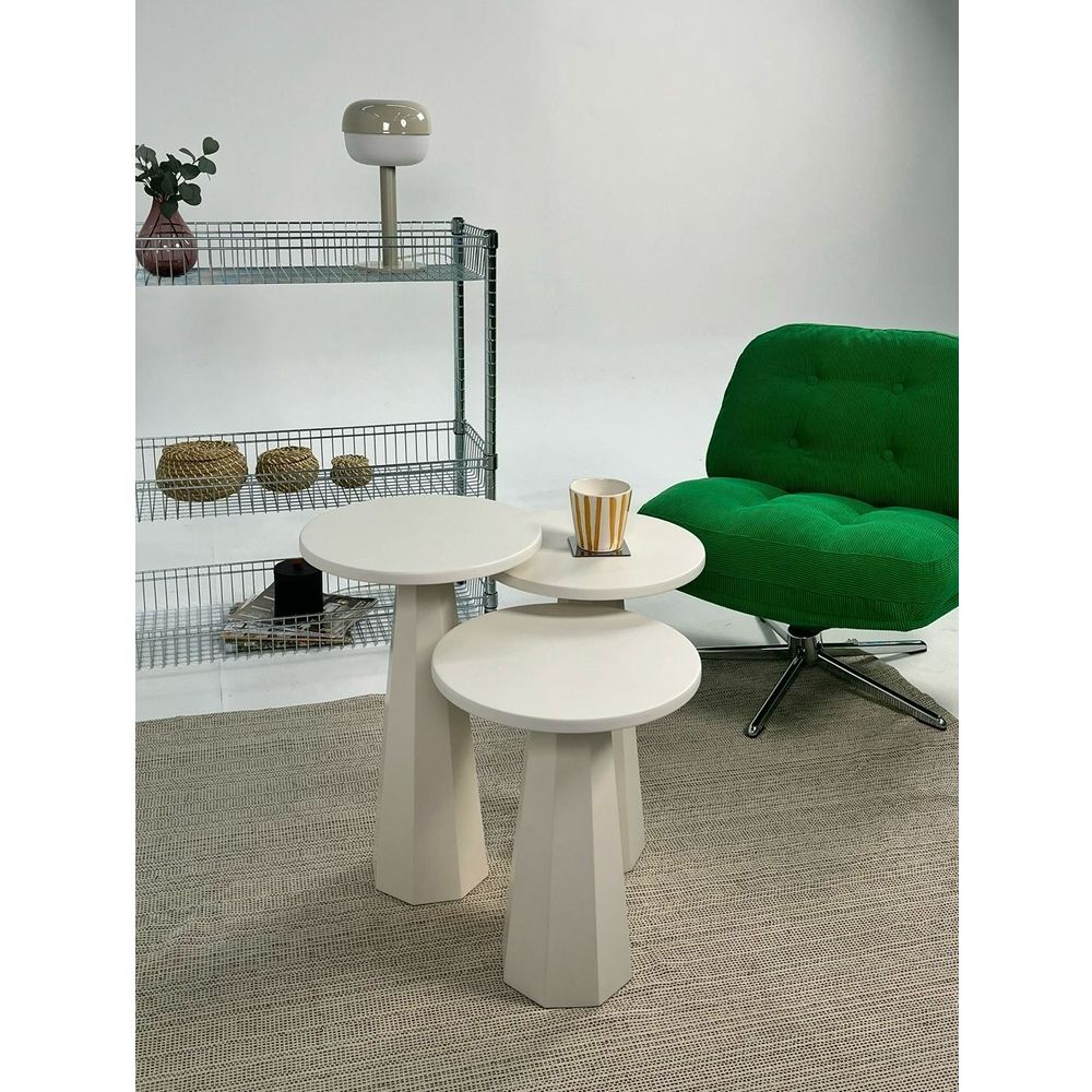 Set bočnih stolova "Lilyum" (57 + 52 + 47) - boja: Krem slika 2