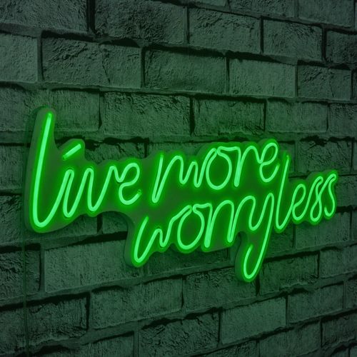 Wallity Ukrasna plastična LED rasvjeta, Live More Worry Less - Green slika 9