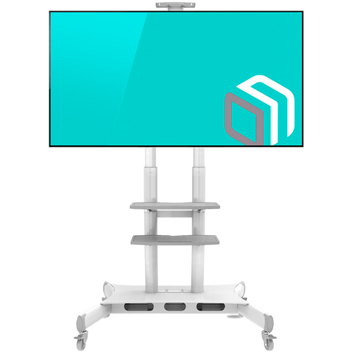 ONKRON Mobilni TV Stalak za 50-83” TV-e s Kotačima i Podesivim Policama, Bijeli slika 1