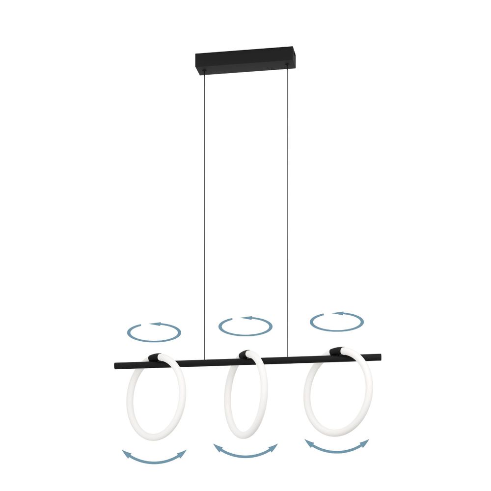 Eglo visilica/3, LED, 3x9W, crna/bijeli prsteni 'CARANACOA' slika 4