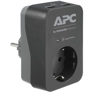 APC PME1WU2B-GR APC Essential SurgeArrest, 1 Schuko + 2 USB Charging Ports (2.4A Total), 230V 16A