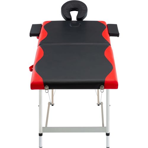 Sklopivi masažni stol s 2 zone aluminijski crno-crveni slika 2