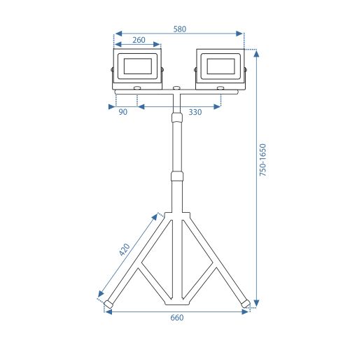 Halogen LED budowlany na statywie RSL006-2x100N slika 10