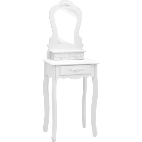 Toaletni stolić sa stolcem bijeli 50x59x136 cm drvo paulovnije slika 3