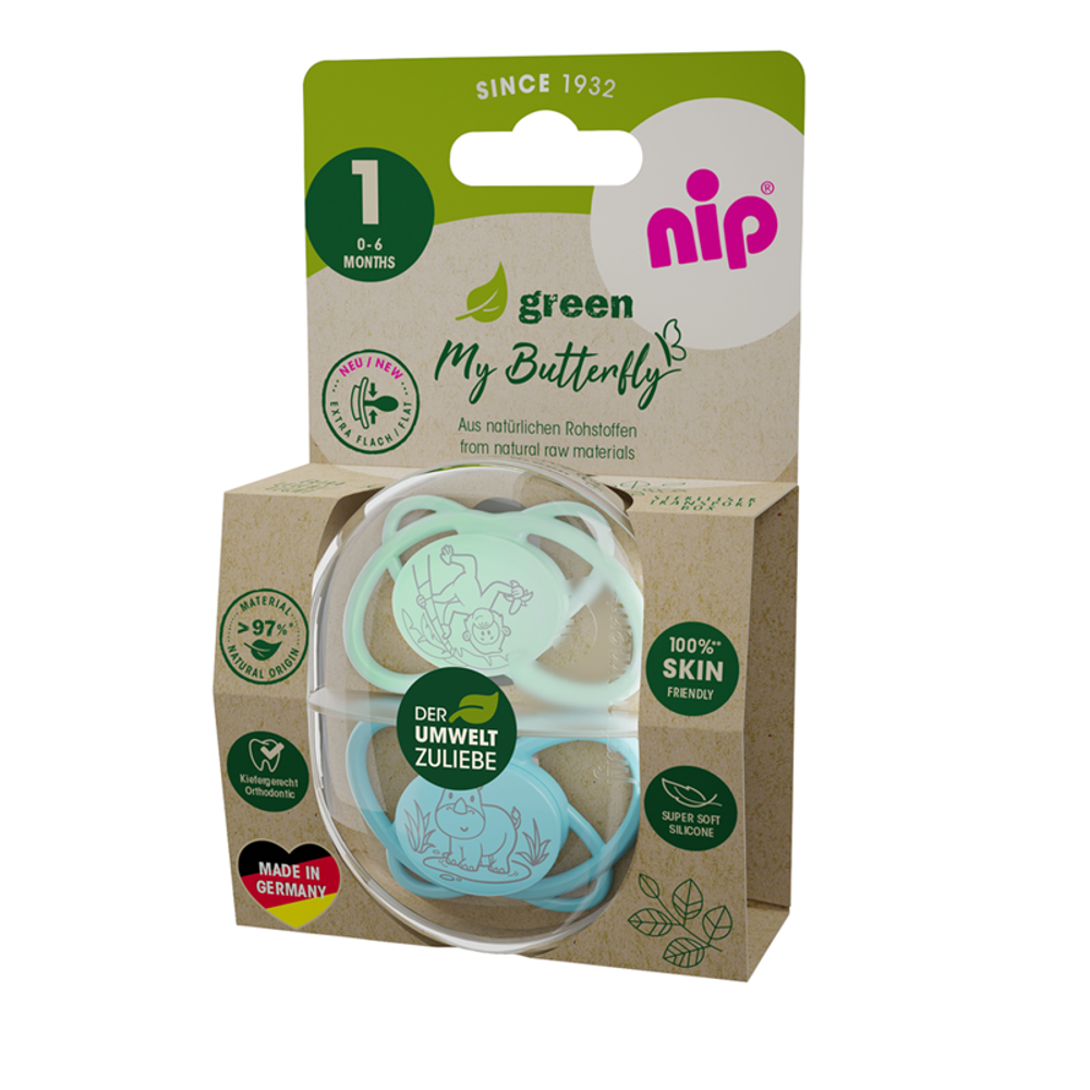 nip® Duda varalica My Butterfly Green 0-6mj (veličina 1) - Silikon, 2kom Mint, Plava slika 4