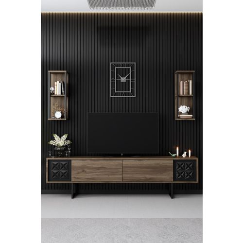 Woody Fashion Komoda za TV, Black Line - Walnut, Black slika 2