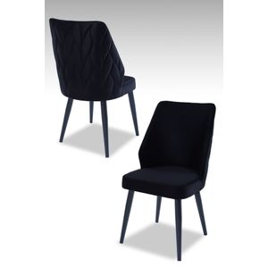 Pufi - Crni Set Stolica (4 Komada)