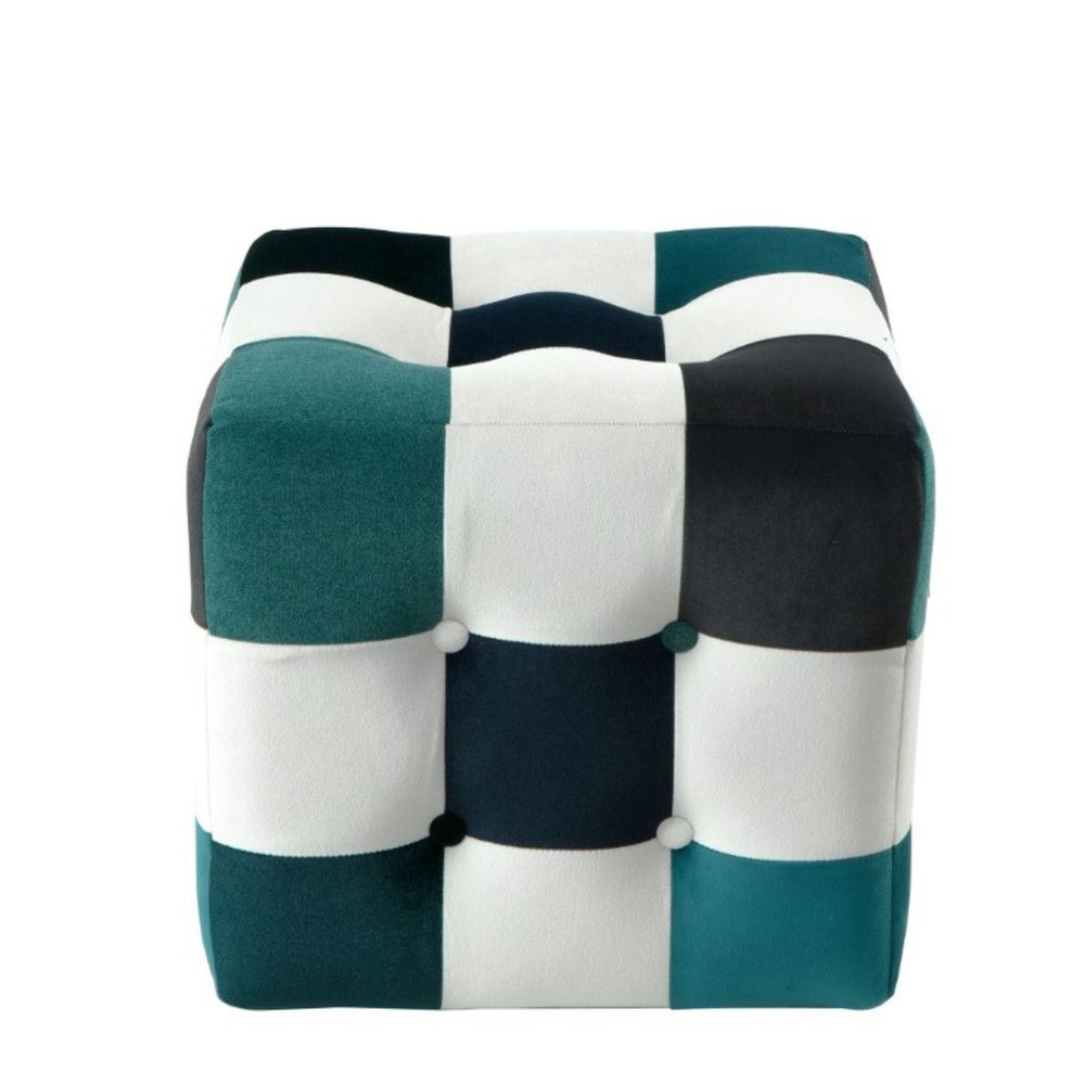 Pouffe Patchwork u Bijeloj, Tamno Plavoj i Tirkiznoj Boji slika 2