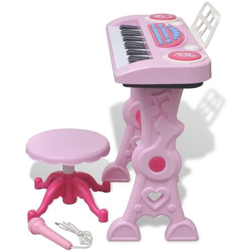 Ružičasta dječja klavijatura s 37 tipki, stolcem i mikrofonom slika 6