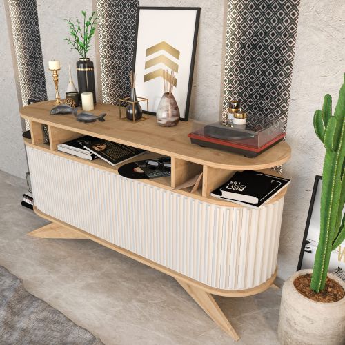 Elegantni Beli Bufet - Hanah Home Stor u Hrastovom Dekoru slika 7