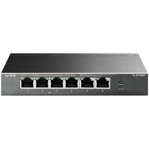 Switch TP-Link TL-SF1006P, 4-port 10/100Mbps Unmanaged PoE+ Switch with 2 10/100Mbps uplink ports, PoE power supply slika 1