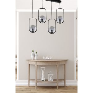 Ahu 4 Lü Sıralı Füme Camlı Siyah Sarkıt Luster