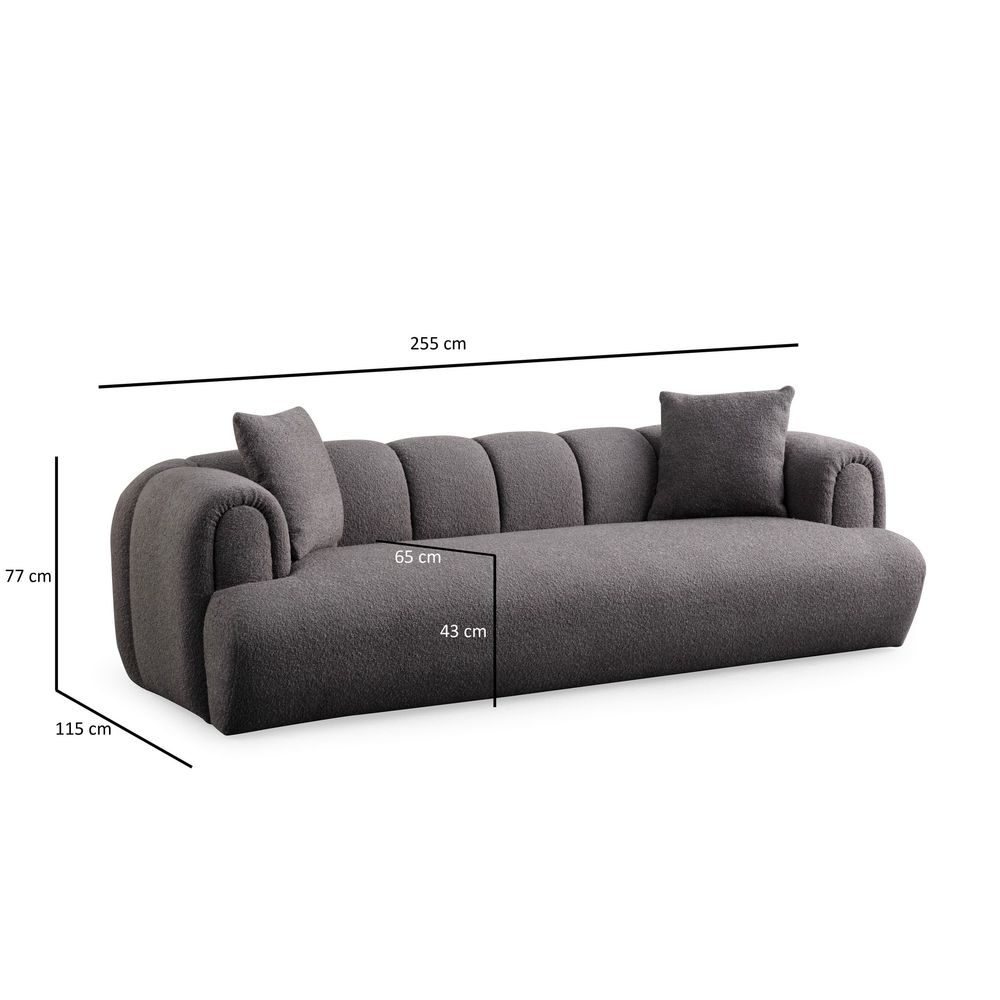 Puffy 3 Plain - Antracitna Troosna Sofa slika 8