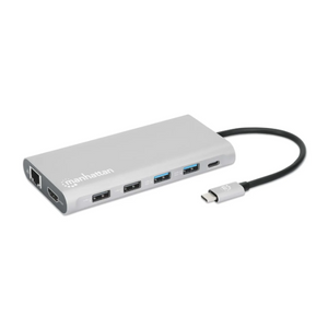 Docking station Manhattan 130660 12in1 USB-C - 3xHDMI/4xUSB/LAN/CR/PD 100W