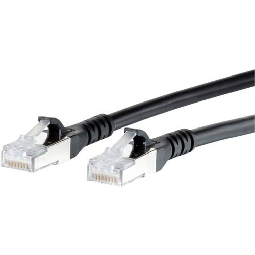 Metz Connect 1308455000-E RJ45 mrežni kabel, Patch kabel cat 6a S/FTP 5.00 m crna sa zaštitom za nosić 1 St. slika 1