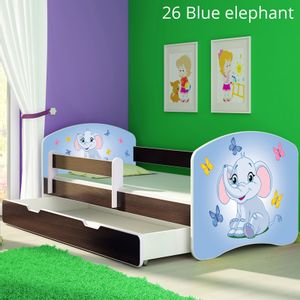 Dječji krevet ACMA s motivom, bočna wenge + ladica 180x80 cm 26-blue-elephant