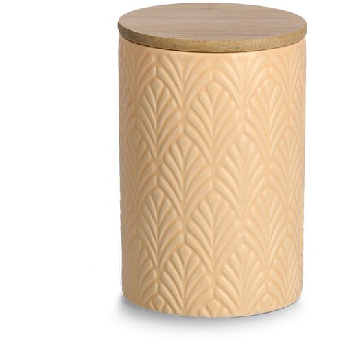 Zeller Staklenka za odlaganje s poklopcem od bambusa, 720 ml, keramika, boja marelice, Ø10x15 cm, 19354 slika 2