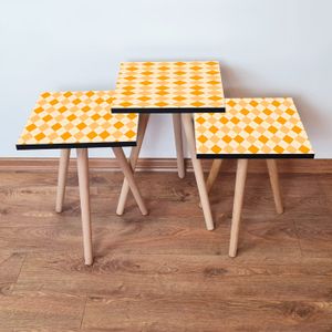 Set Nesting Stolova (3 Komada) 3Shp326 - Boje: Narandžasta i Narandžasta Krem