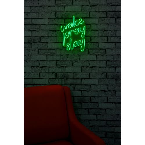 Wallity Ukrasna plastična LED rasvjeta, Wake Pray Slay - Green slika 2