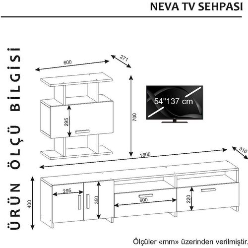 Woody Fashion TV jedinica, Bijela boja, Neva - White slika 5