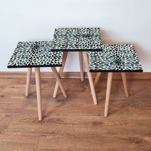 Nesting Table Set (3 Komada) - Boje: Zelena, Crna, Bež