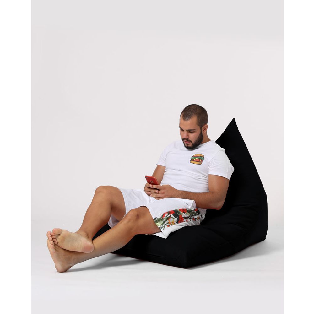 Piramidalni Veliki Pouf Ležaljka - Crni Vrt Bean Bag slika 12