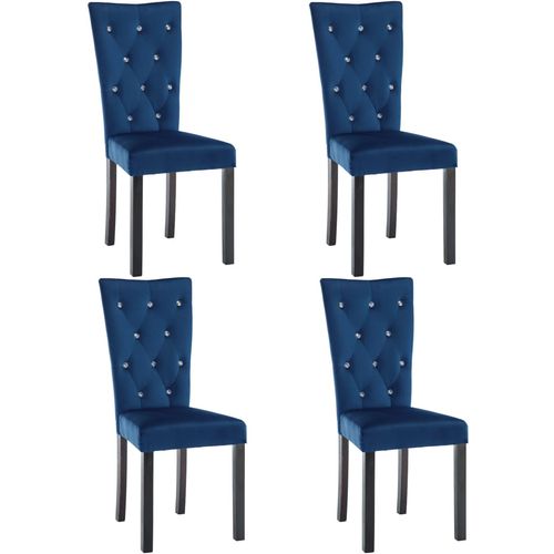 Blagovaonske stolice od baršuna 4 kom tamno plave slika 2