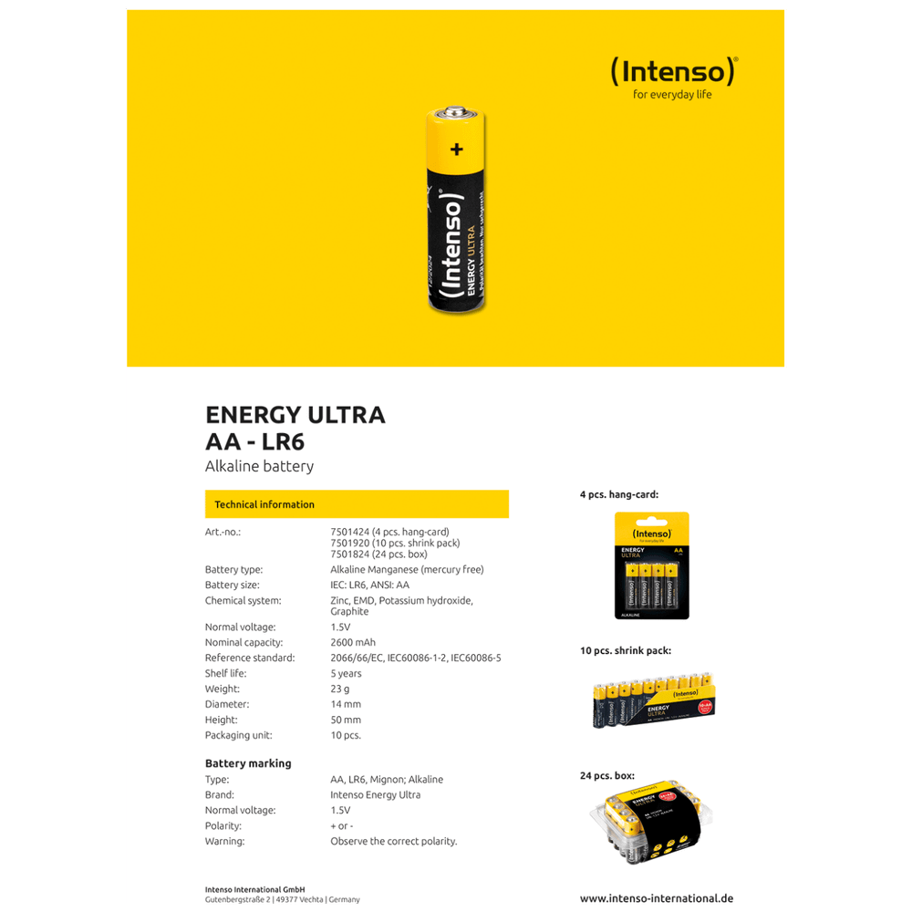 (Intenso) Baterija alkalna, AA LR6/24, 1,5 V, blister 24 kom slika 5