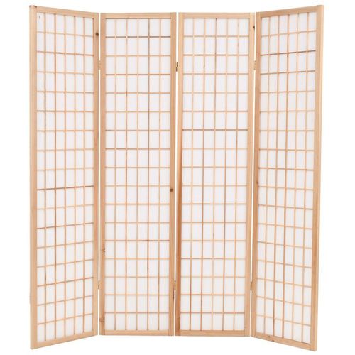Sklopiva sobna pregrada s 4 panela u japanskom stilu 160x170 cm prirodna slika 5
