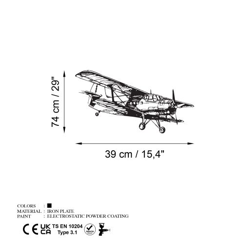 Aereo-1 Crni Dekorativni Metalni Zidni Ukras slika 7