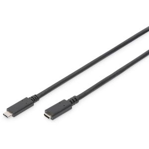 Digitus USB kabel USB 2.0 USB-C® utičnica, USB-C® utikač 1.50 m crna fleksibilan, zaštićen s folijom, pletena zaštita AK-300210-015-S