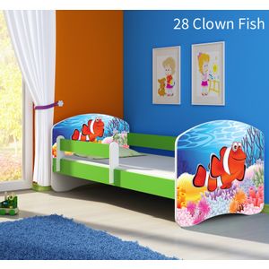 Dječji krevet ACMA s motivom, bočna zelena 140x70 cm - 28 Clown Fish