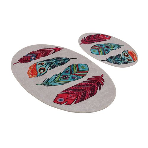 Feather DJT Multicolor Bathmat Set (2 Pieces) slika 3