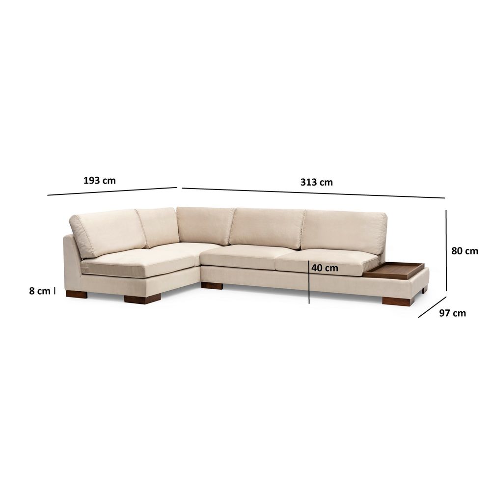 Ugaona Sofa 'Tulip Corner Left' s Pufnom - Bež Boja slika 11