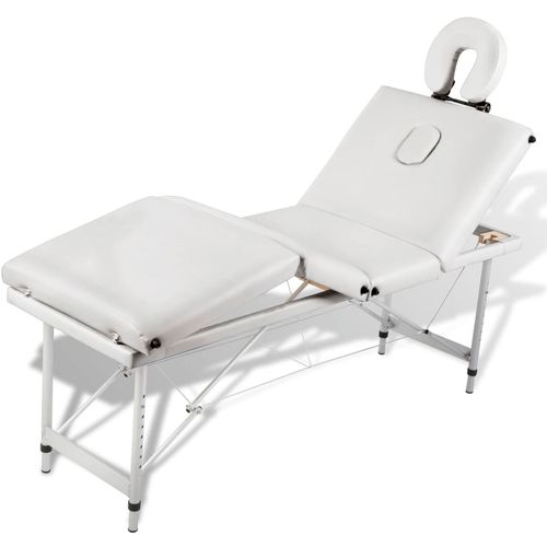 Krem bijeli sklopivi masažni četvorodijelni stol s aluminijskim okvirom slika 26