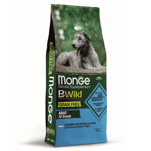 Monge BWild Grain Free Dog All Breeds Adult Anchovies With Potatoes And Peas 12 kg