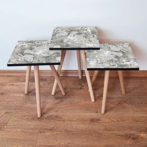 3Shp133 - Sivi Set Nesting Stolova (3 Komada)