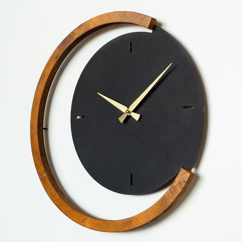 Wallity Sat metalni zidni dekorativni, Moon Time Wooden Metal Wall Clock - APS117 slika 6