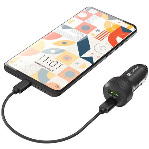 Natec NUC-1980 CONEY 30W, Dual-port Car Charger (Quick Charge 3.0 and Power Delivery 3.0), Max. 48W/3A Output, Overheat Protection, Black slika 4
