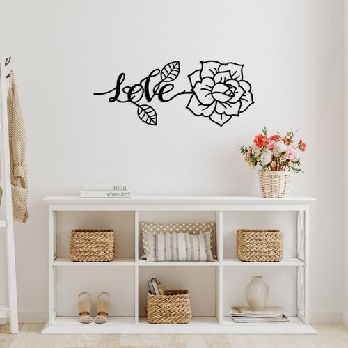 Love And Flower Black Decorative Metal Wall Accessory slika 2