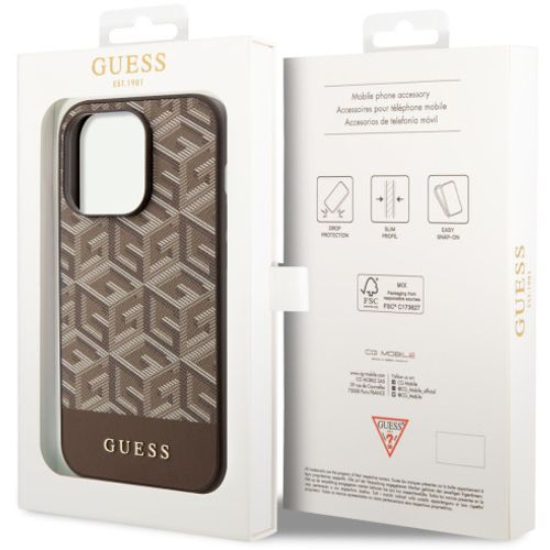 Guess Futrola za iPhone 14 Pro GCUBE PU STRIPES BROWN MagSafe slika 2