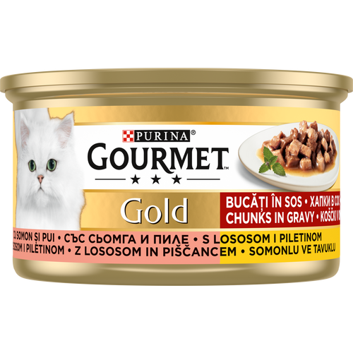 GOURMET GOLD Komadići u umaku Piletina i losos, 85 g slika 2