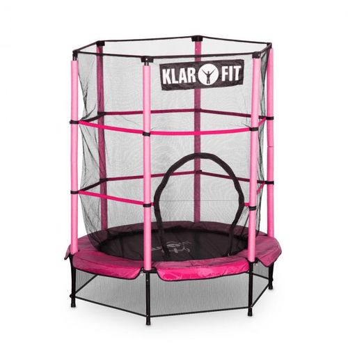 KLARFIT Rocketkid, 140 cm trampolin, unutarnja sigurnosna mreža, bungee opruge, ružičasta slika 1