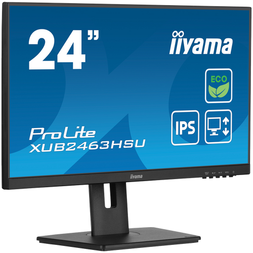 IIYAMA XUB2463HSU-B1 Monitor 24" IPS-panel Green Choice, EyeComfort / EyeSafe 2.0, 1920x1080@100Hz, 15cm Hiegt Adj. Stand, 250cd/m², Speakers, HDMI, DisplayPort, 3ms GTG, FreeSync, USB 2x 3.2 (23,8" VIS) slika 2