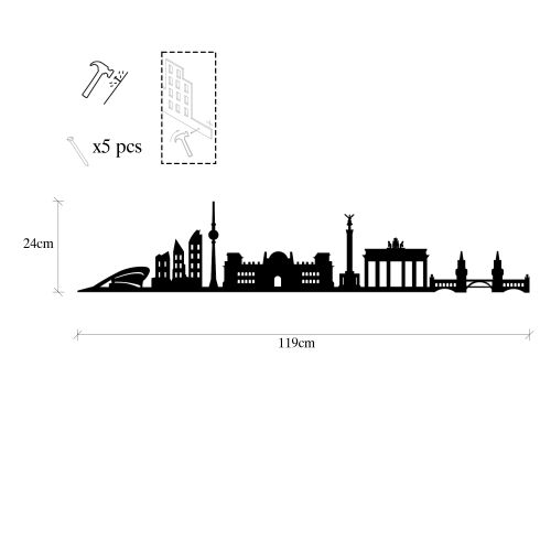 Wallity Metalna zidna dekoracija, Berlin Skyline slika 6